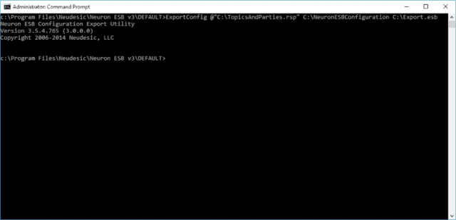 Figure 11: Running the Export Program with a Response File