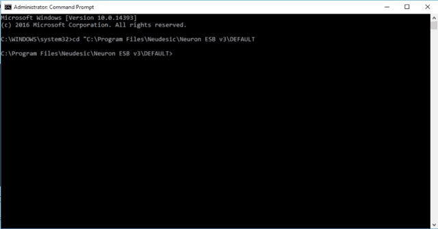 Figure 8: Change directory to the Neuron ESB instance’s installation folder