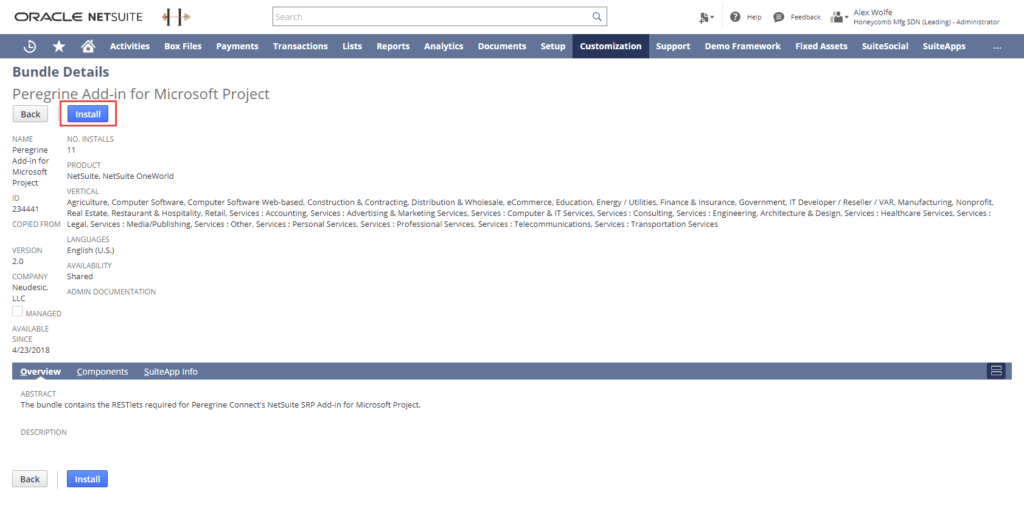 Installing the NetSuite SuiteApp - Peregrine Connect
