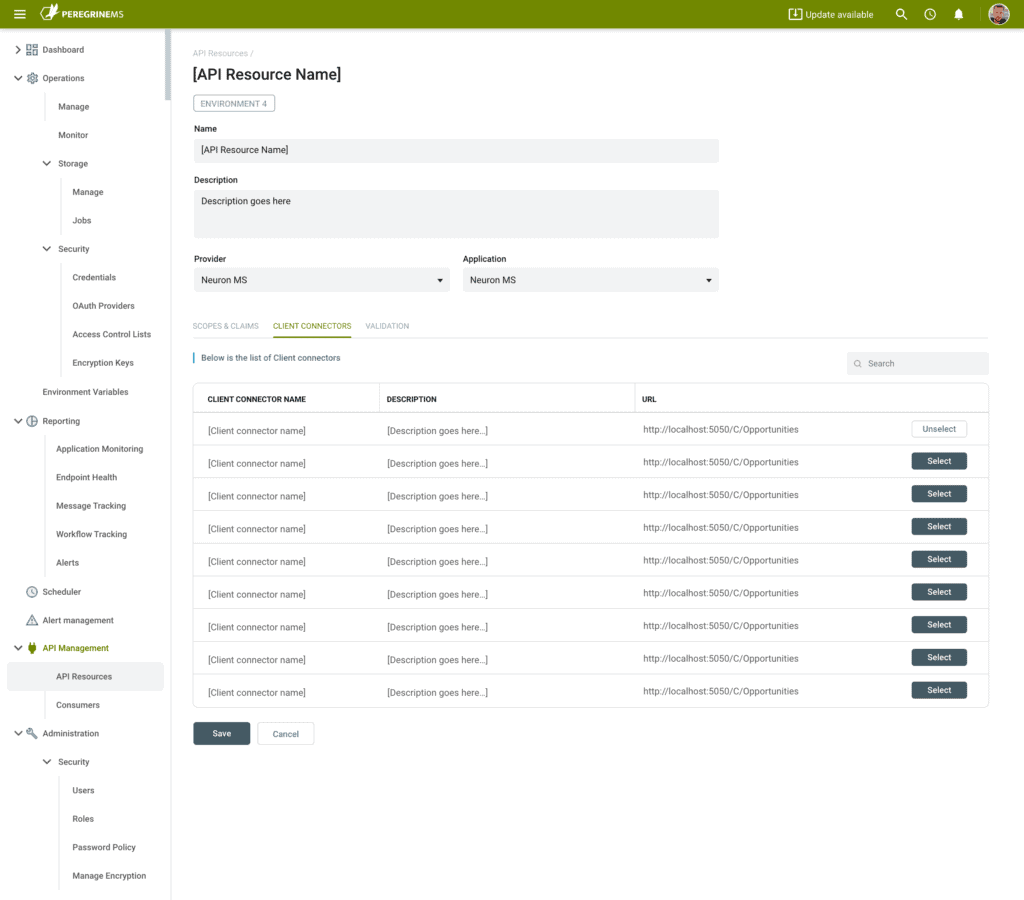 API Resource Details - Client connectors API Resource Details - Client connectors