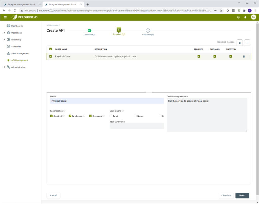 API Management - Peregrine Connect